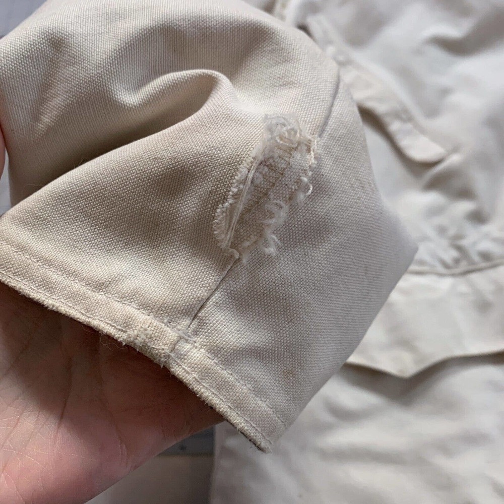 Vintage Schaefer Outfitter Khaki Navajo Made WY Canvas Blanket Lined Coat XL - Picture 8 of 8
